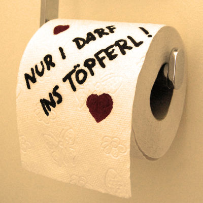 Toilettenpapier Nur i darf ins Töpferl