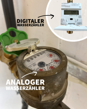 Bild vergrößern: Wasserzähler: analog und digital